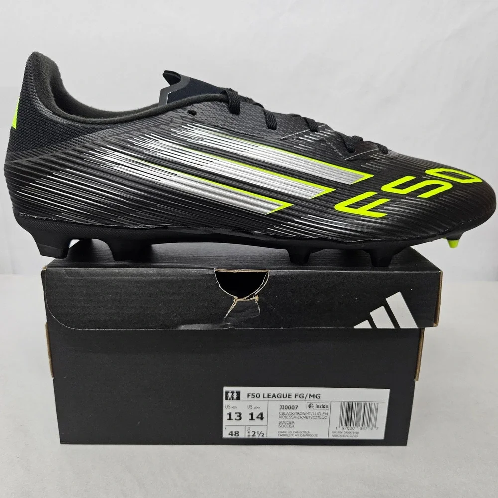 Adidas F50 League FG MG Soccer Cleats‎ JI0007 Black Lucid Lemon Mens Size 13